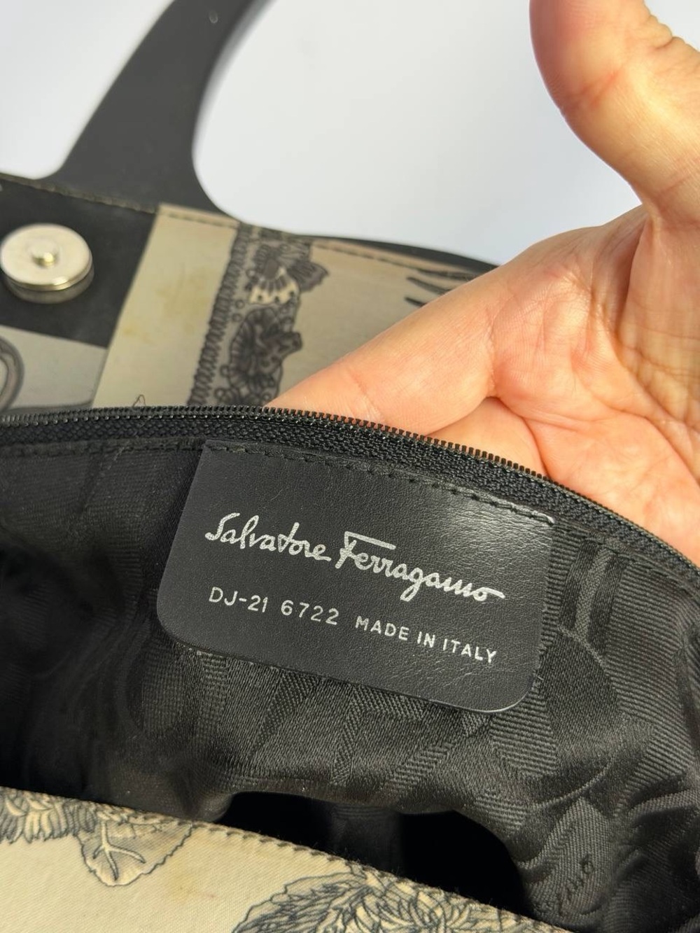 Salvatore Ferragamo Convertible Archival Scarf-Print Canvas Top Handle Bag - Picture 15 of 15